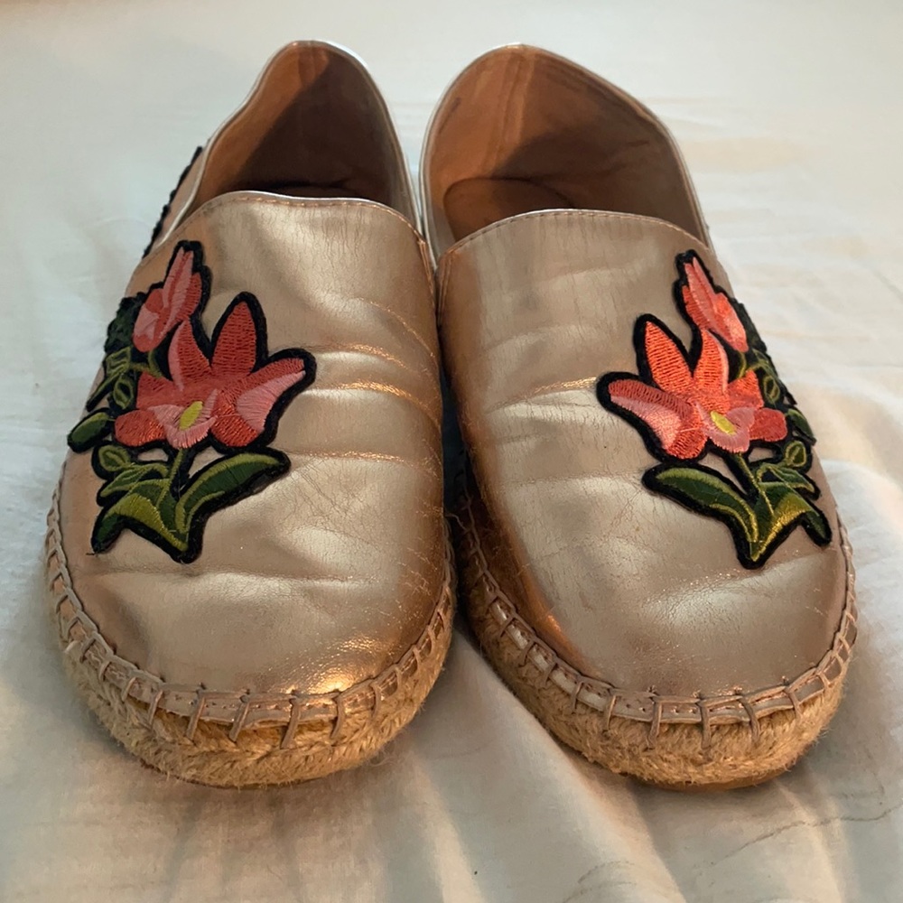 Gold slip on shoes